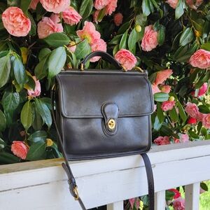 Vintage Coach Willis Black Leather Top Handle Satchel Crossbody Bag 9927